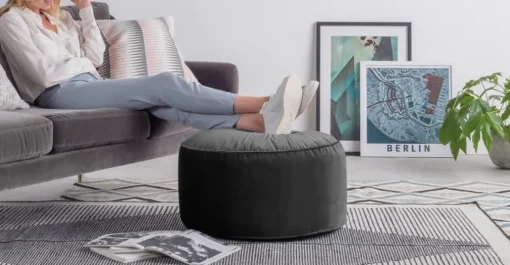 Cojín de Suelo de Terciopelo Lux – Gris