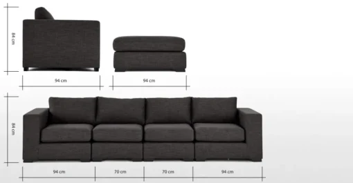 Conjunto de Seccional Modular Mortimer – Gris Foca