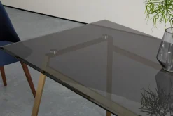 Escritorio Rectangular Haku – Metal y Cristal Ahumado