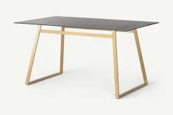 Escritorio Rectangular Haku – Metal y Cristal Ahumado