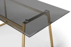 Escritorio Rectangular Haku – Metal y Cristal Ahumado