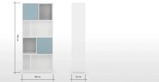 Estantería alta Stretto – Gris y azul