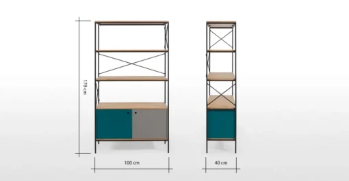 Estantería Arris – Roble y azul