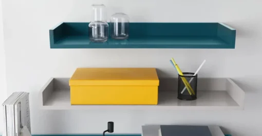 Juego de 4 estantes de pared Yumi – Gris y azul