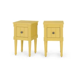 Juego de 2 Mesitas de Noche Vintage Bourbon – Amarillo Mostaza