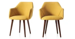Juego de 2 sillas carver de comedor Lule – Amarillo y nogal