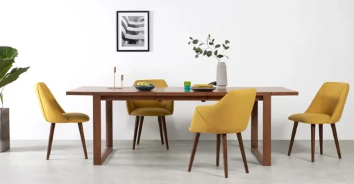 Juego de 2 sillas carver de comedor Lule – Amarillo y nogal