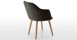 Juego de 2 sillas carver de comedor Lule – Terciopelo gris nutria y roble