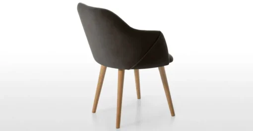 Juego de 2 sillas carver de comedor Lule – Terciopelo gris nutria y roble