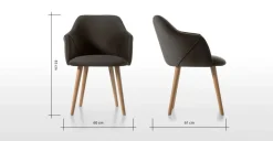 Juego de 2 sillas carver de comedor Lule – Terciopelo gris nutria y roble