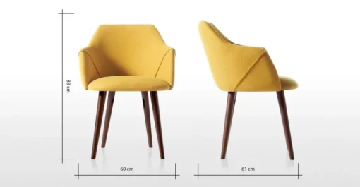 Juego de 2 sillas carver de comedor Lule – Amarillo y nogal