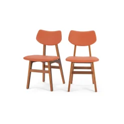 Juego de 2 sillas de comedor Jacob – Naranja ámbar y nogal