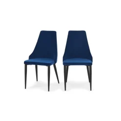 Juego de 2 sillas de comedor Julietta – Terciopelo azul eléctrico