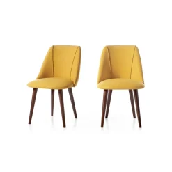 Juego de 2 sillas de comedor Lule – Amarillo y nogal