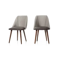 Juego de 2 sillas de comedor Lule – Terciopelo gris claro y gris oscuro