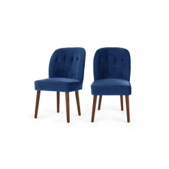 Juego de 2 sillas de comedor Margot – Terciopelo azul eléctrico