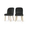 Juego de 2 sillas de comedor Margot – Terciopelo gris medianoche y madera clara