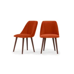 Juego de 2 sillas de comedor Lule – Terciopelo naranja llama