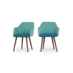 Juego de 2 sillas de comedor carver de respaldo alto Lule – Azul mineral y verde esmeralda