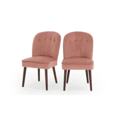Juego de 2 sillas de comedor Margot – Terciopelo rosa palo