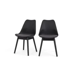 Juego de 2 sillas de comedor Thelma – Tejido negro y gris