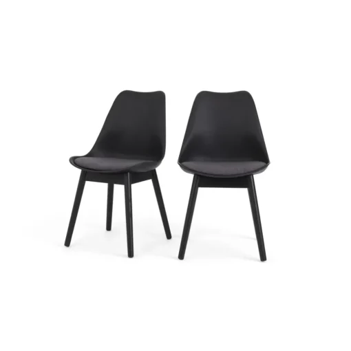 Juego de 2 sillas de comedor Thelma – Tejido negro y gris