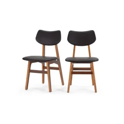 Juego de 2 sillas de comedor Jacob – Negro carbón y nogal