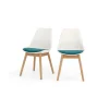 Juego de 2 sillas de comedor Thelma – Tejido blanco y azul