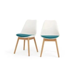 Juego de 2 sillas de comedor Thelma – Tejido blanco y azul