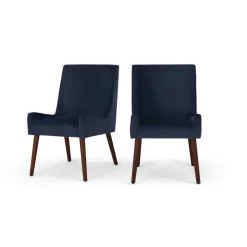 Juego de 2 sillas de comedor Higgs – Terciopelo azul real