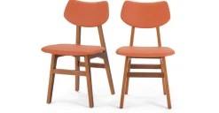 Juego de 2 sillas de comedor Jacob – Naranja ámbar y nogal