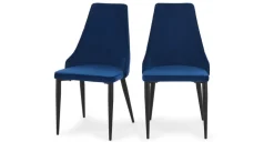Juego de 2 sillas de comedor Julietta – Terciopelo azul eléctrico