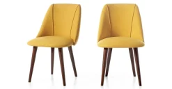 Juego de 2 sillas de comedor Lule – Amarillo y nogal