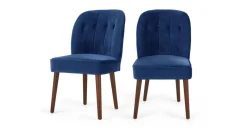 Juego de 2 sillas de comedor Margot – Terciopelo azul eléctrico