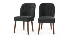 Juego de 2 sillas de comedor Margot – Terciopelo gris medianoche