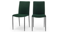 Juego de 2 sillas de comedor Braga – Terciopelo verde pino