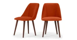 Juego de 2 sillas de comedor Lule – Terciopelo naranja llama