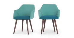 Juego de 2 sillas de comedor carver de respaldo alto Lule – Azul mineral y verde esmeralda