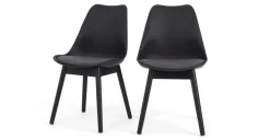 Juego de 2 sillas de comedor Thelma – Tejido negro y gris