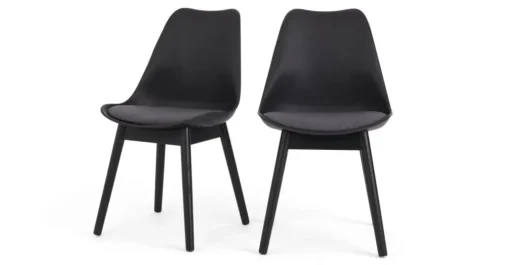 Juego de 2 sillas de comedor Thelma – Tejido negro y gris