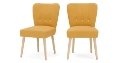 Juego de 2 sillas de comedor Charley – Amarillo yema y roble