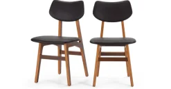 Juego de 2 sillas de comedor Jacob – Negro carbón y nogal
