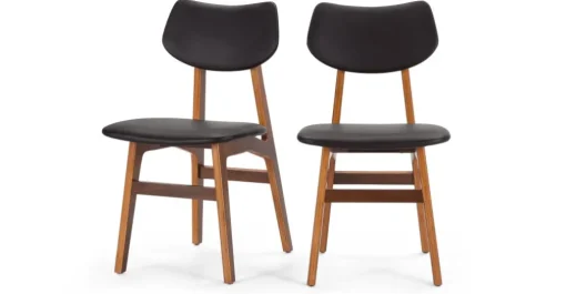 Juego de 2 sillas de comedor Jacob – Negro carbón y nogal