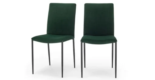 Juego de 2 sillas de comedor Braga – Terciopelo verde pino