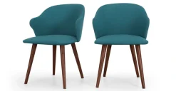 Juego de 2 sillas de comedor Sigrid – Azul mineral y nogal