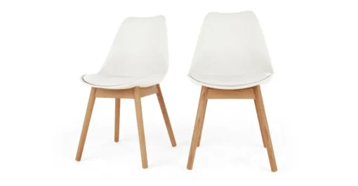 Juego de 2 sillas de comedor Thelma – Roble y blanco