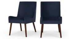 Juego de 2 sillas de comedor Higgs – Terciopelo azul real