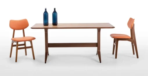 Juego de 2 sillas de comedor Jacob – Naranja ámbar y nogal