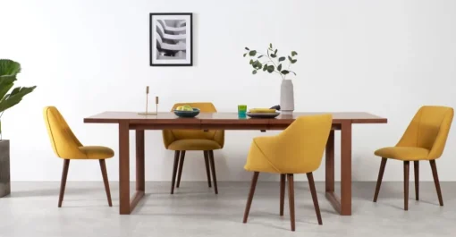 Juego de 2 sillas de comedor Lule – Amarillo y nogal