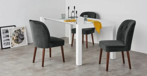 Juego de 2 sillas de comedor Margot – Terciopelo gris medianoche